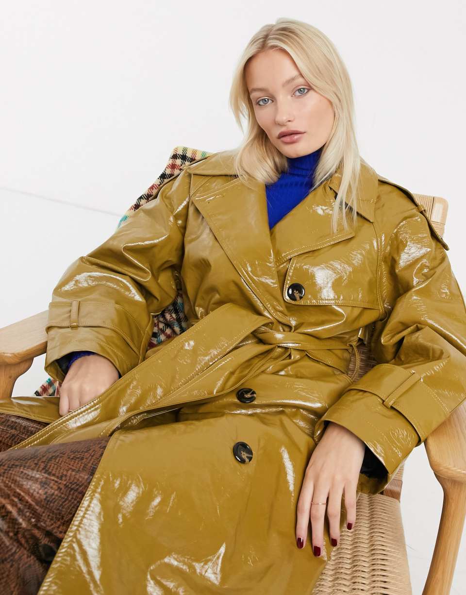 Vinyl trench coat