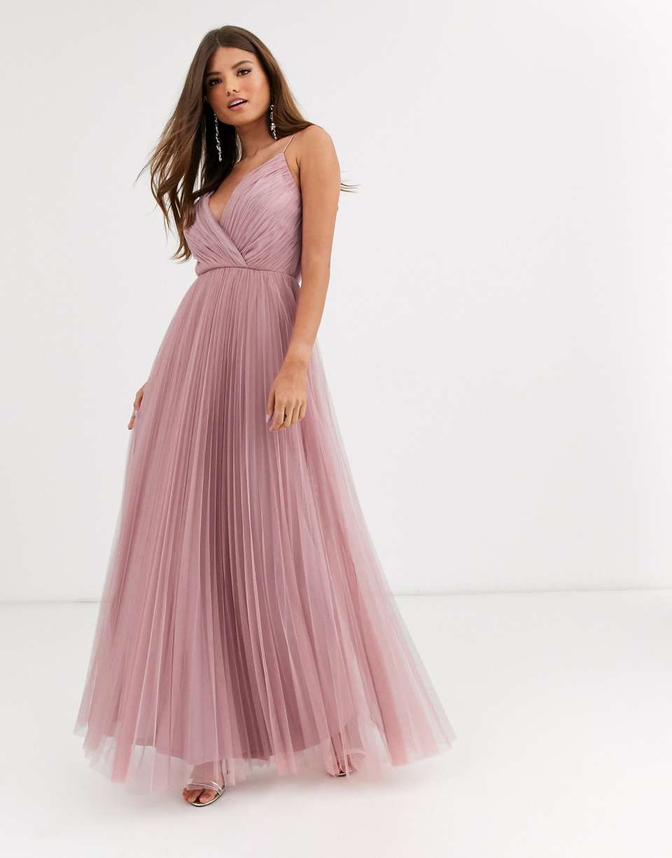 Fuller bust cami pleat tulle dress
