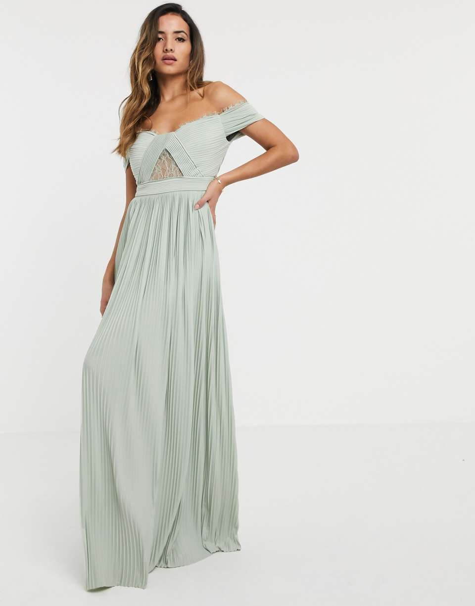 Premium lace bardot maxi dress