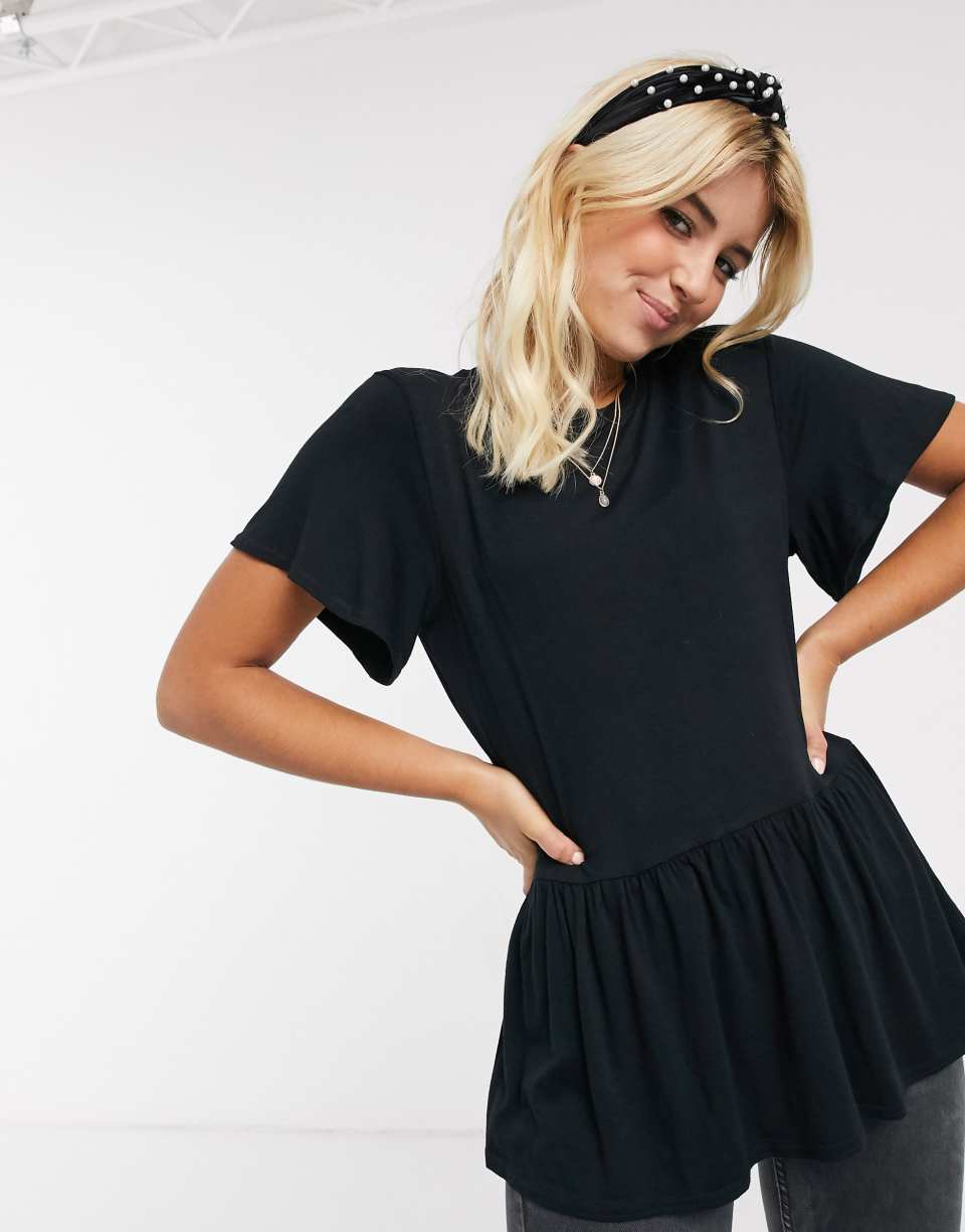 Black peplum tee