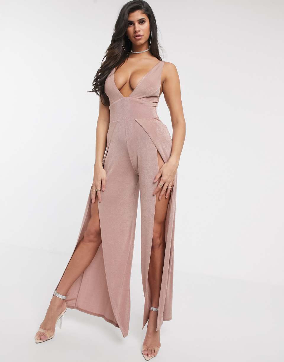 Plunge split-leg jumpsuit