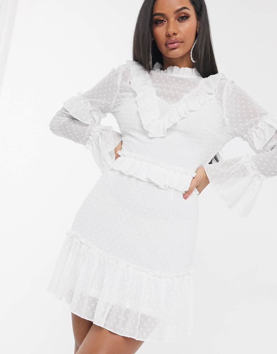 High neck dobby mesh dress