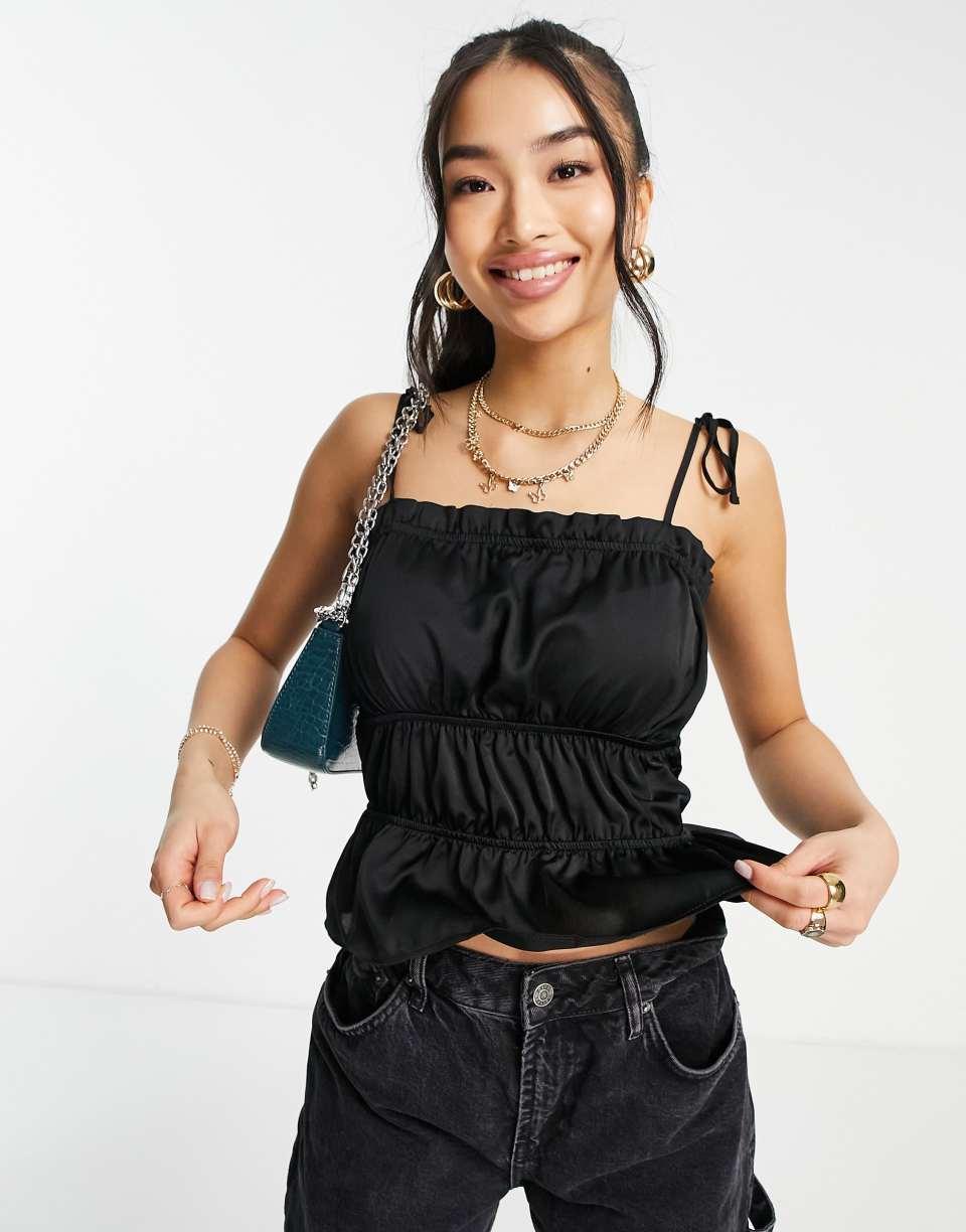 Black satin cami top