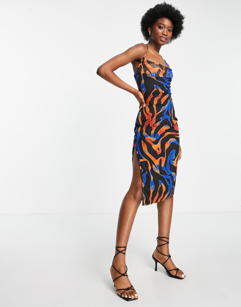 Midikjole with snake-print