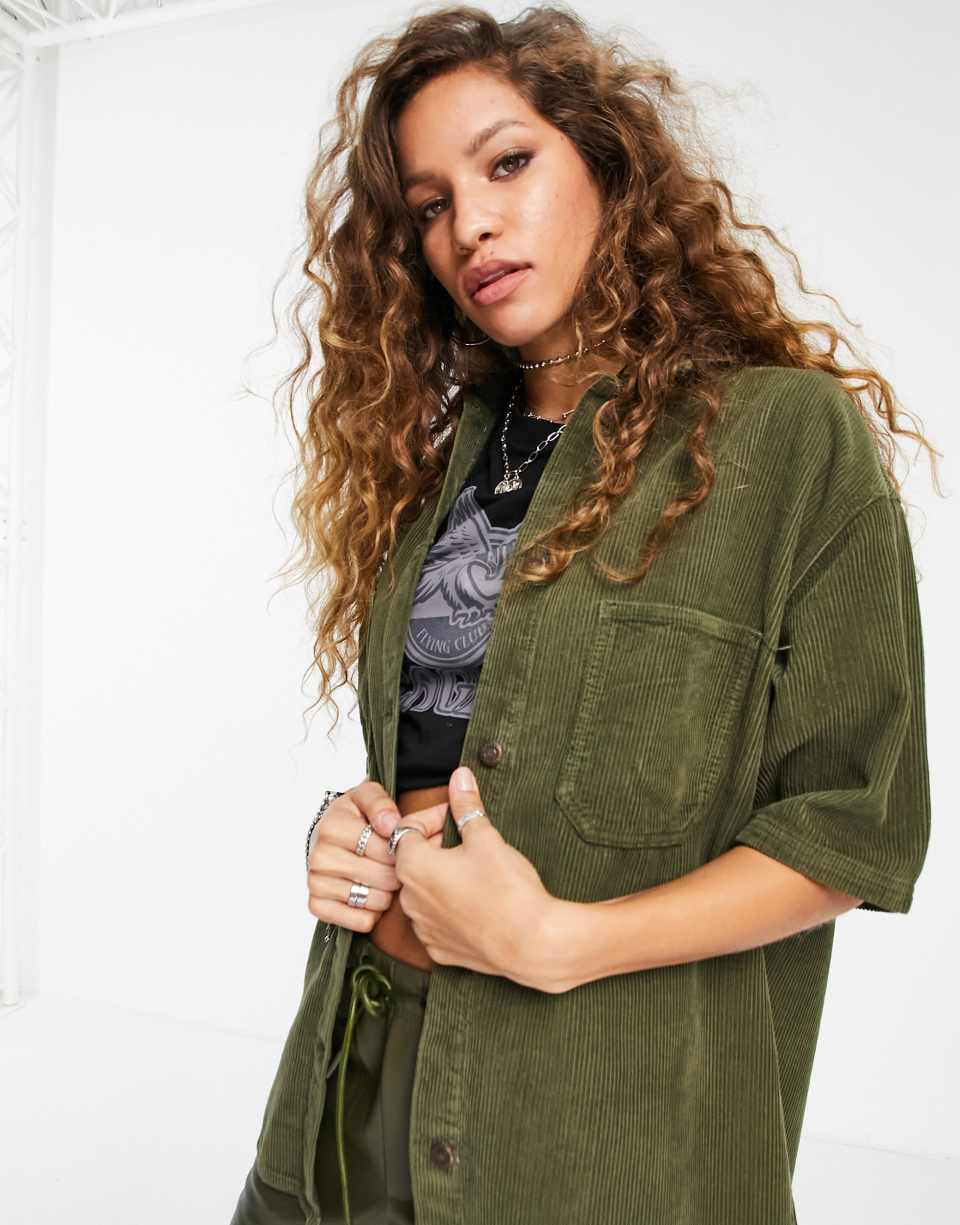 Cord short sleeve shirt