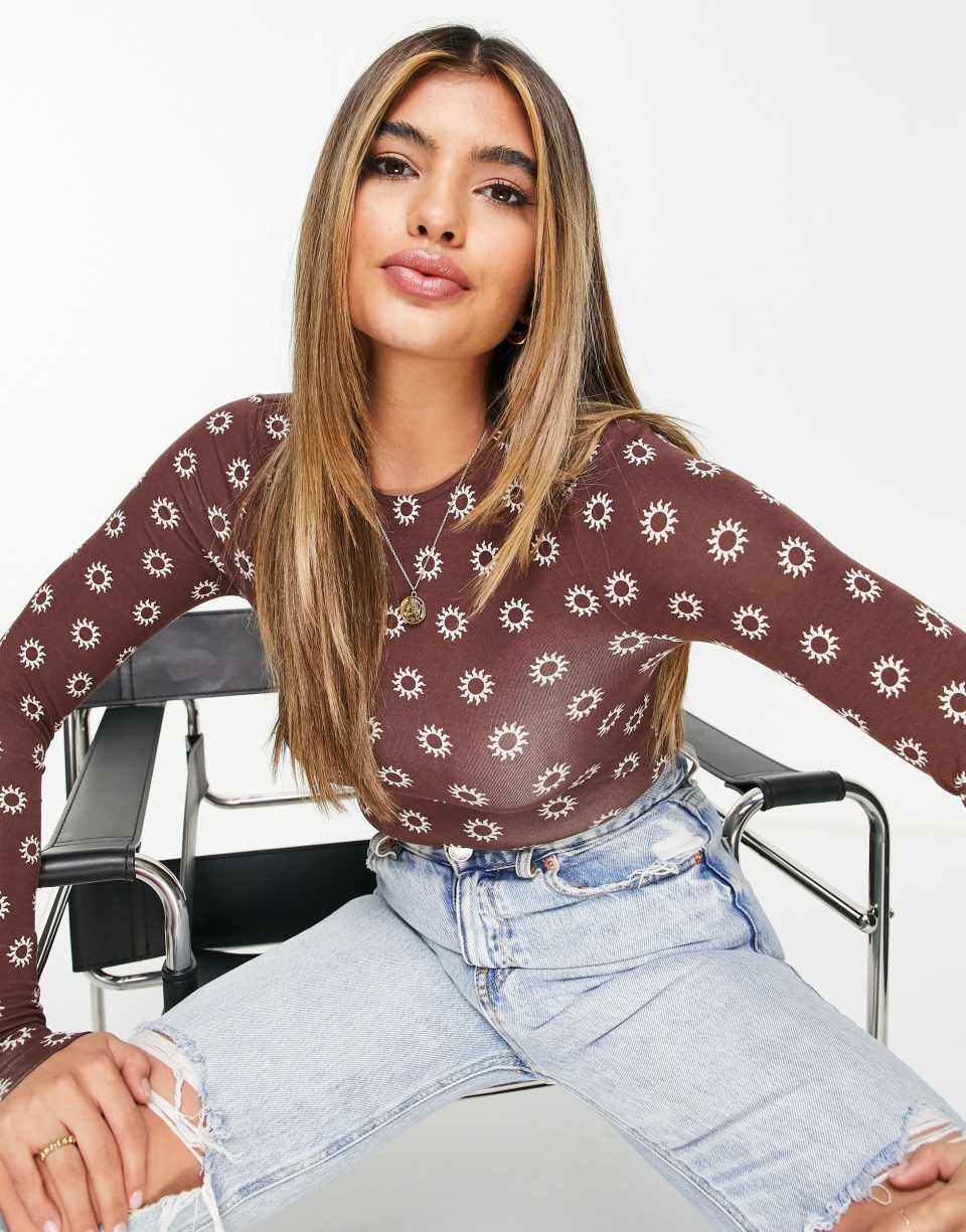 Brown long sleeve bodysuit