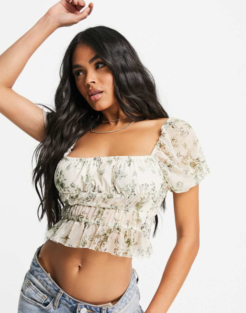 White ruched milkmaid top