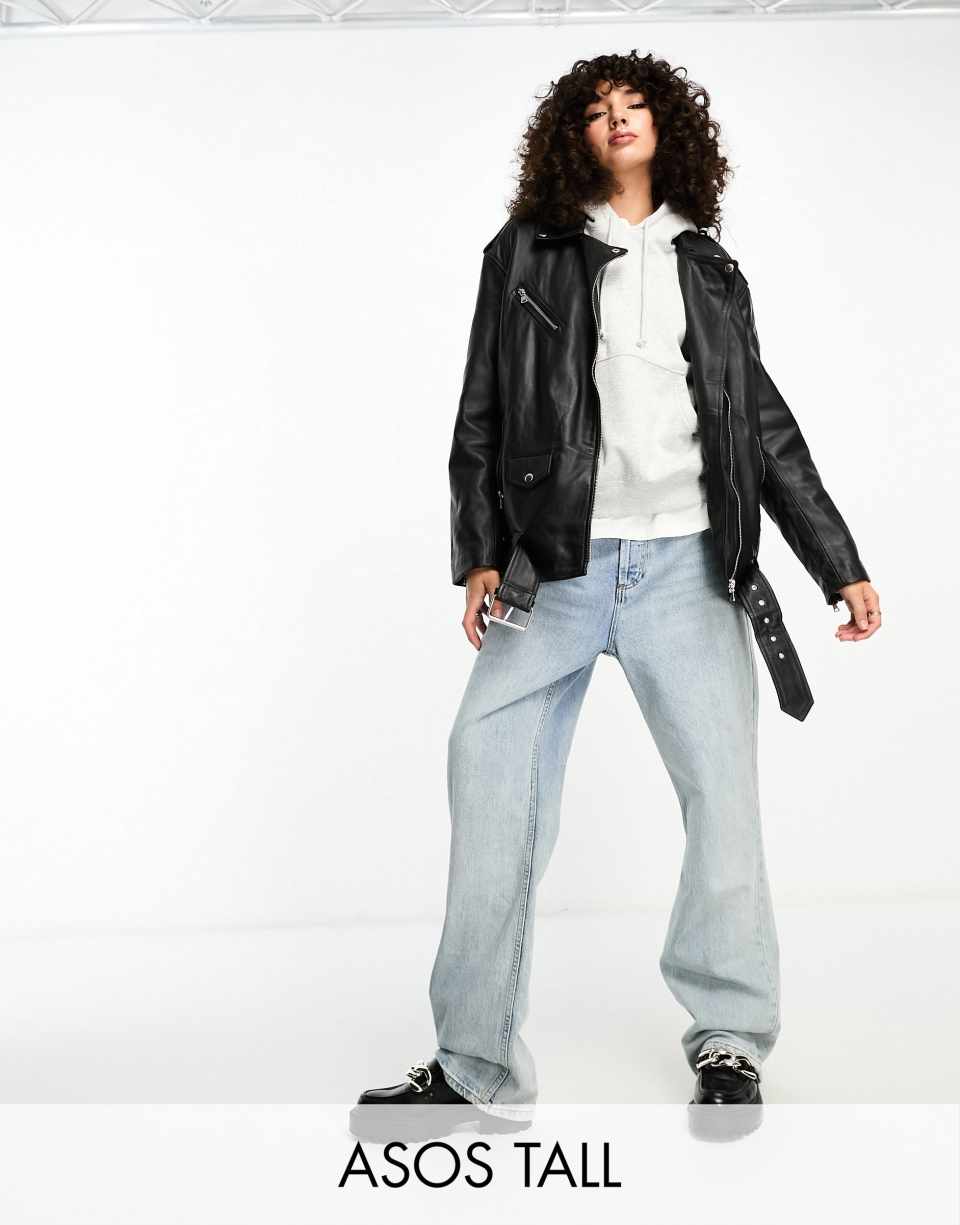 Black leather biker jacket