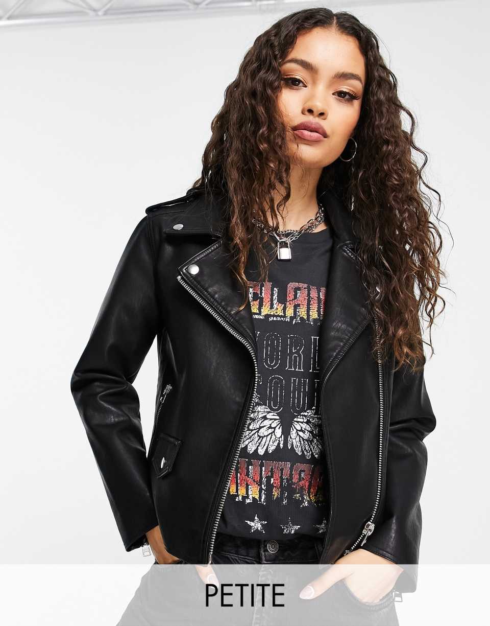 Faux leather biker jacket