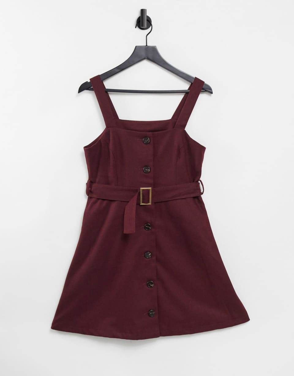 Burgundy skater dress with buckle