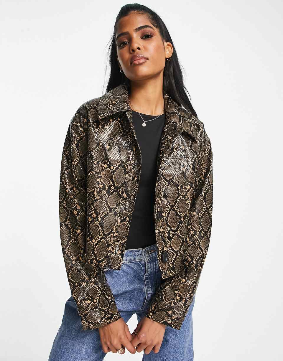 Cropped snake print jacket