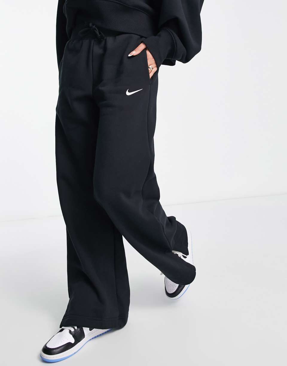 Black wide leg joggers