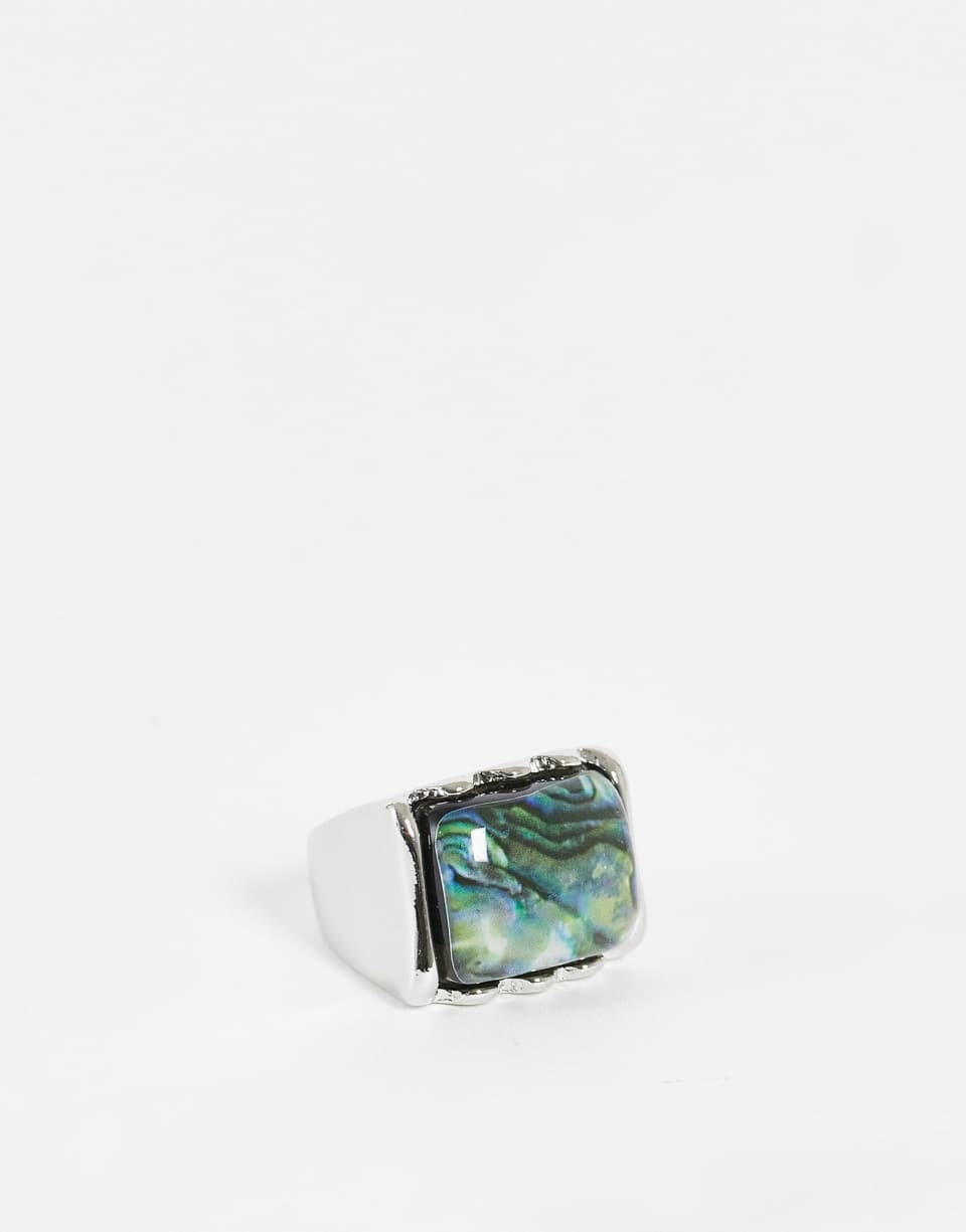 Chunky Silver Stone Ring