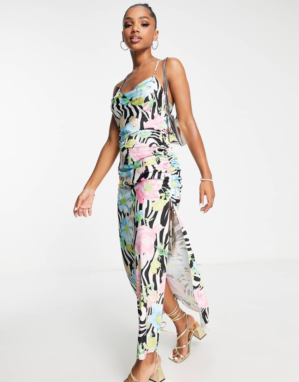 Zebra print maxi slip dress