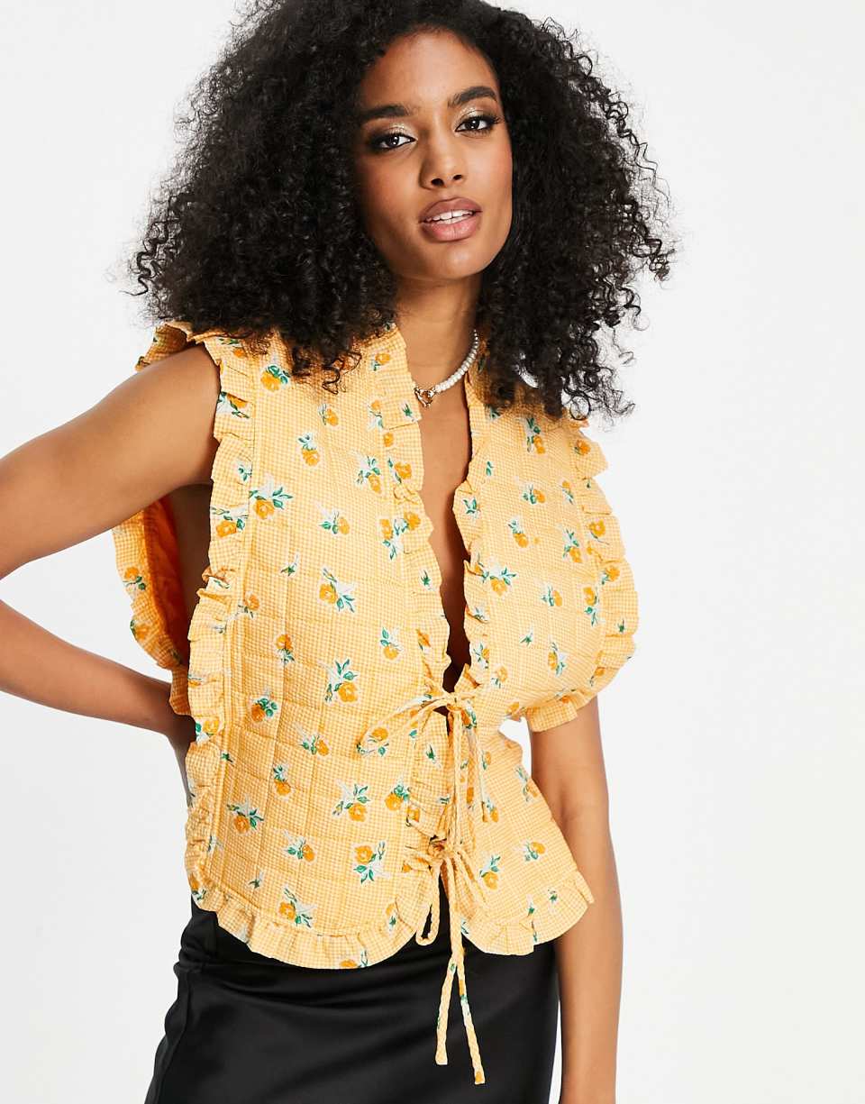 Puffer peach print vest