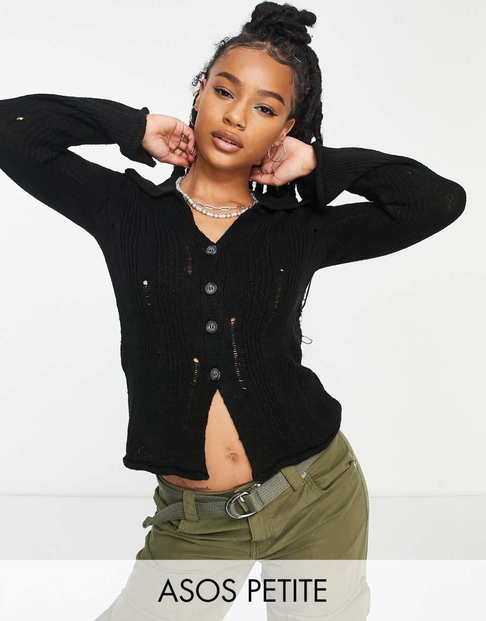 Distressed ladder cardigan