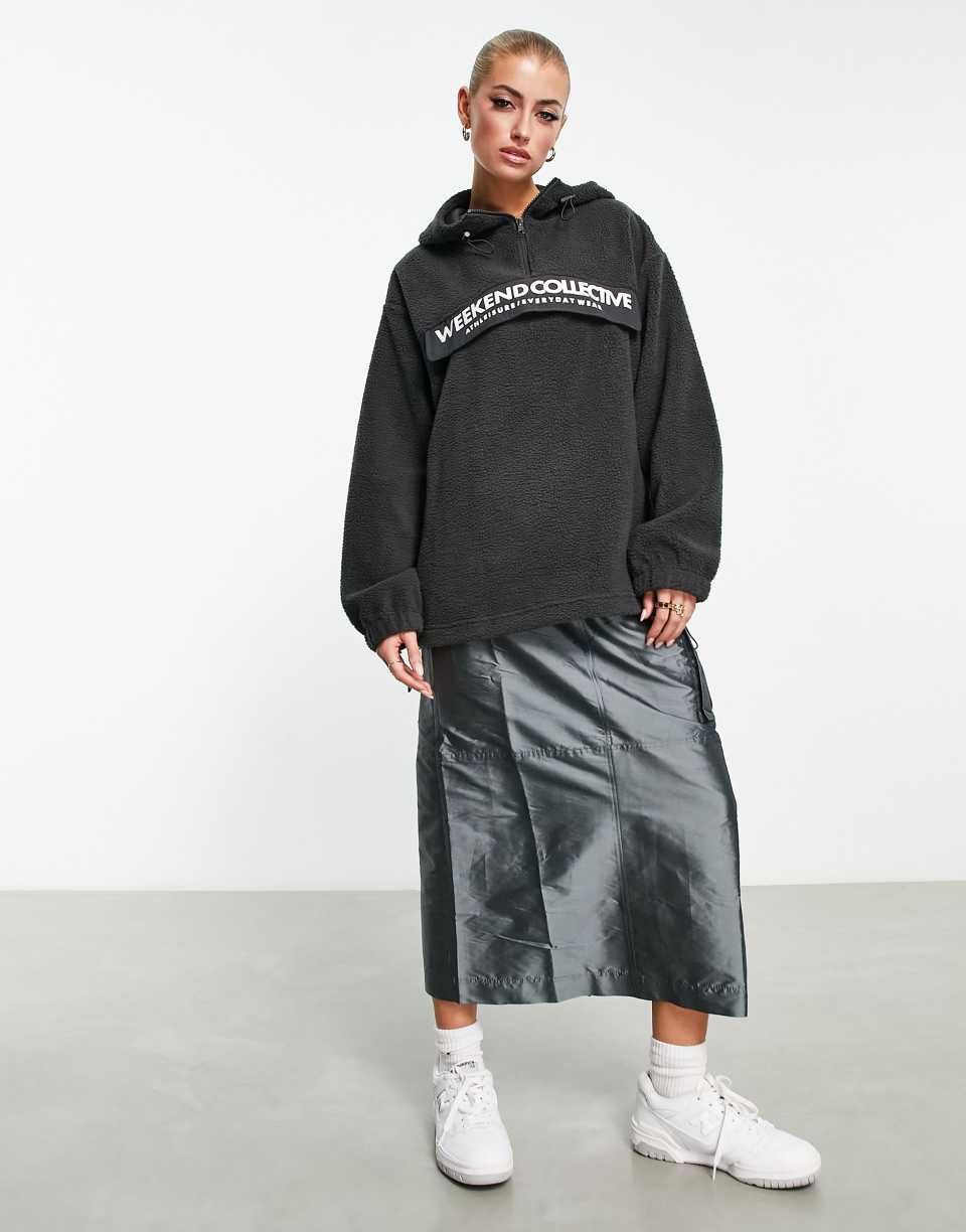 Grey fleece zip hoodie