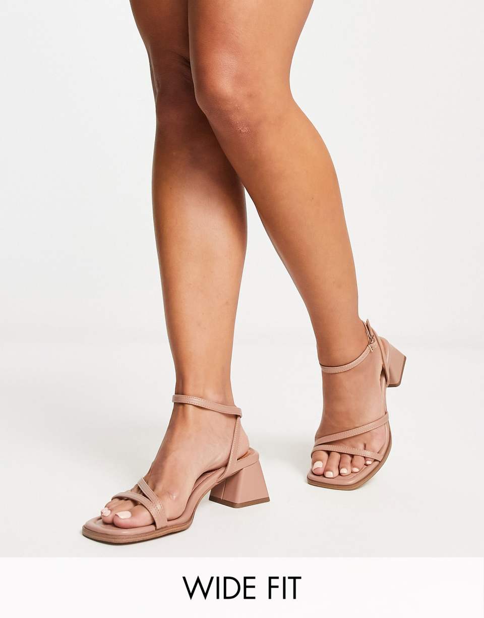 Beige block heel sandals
