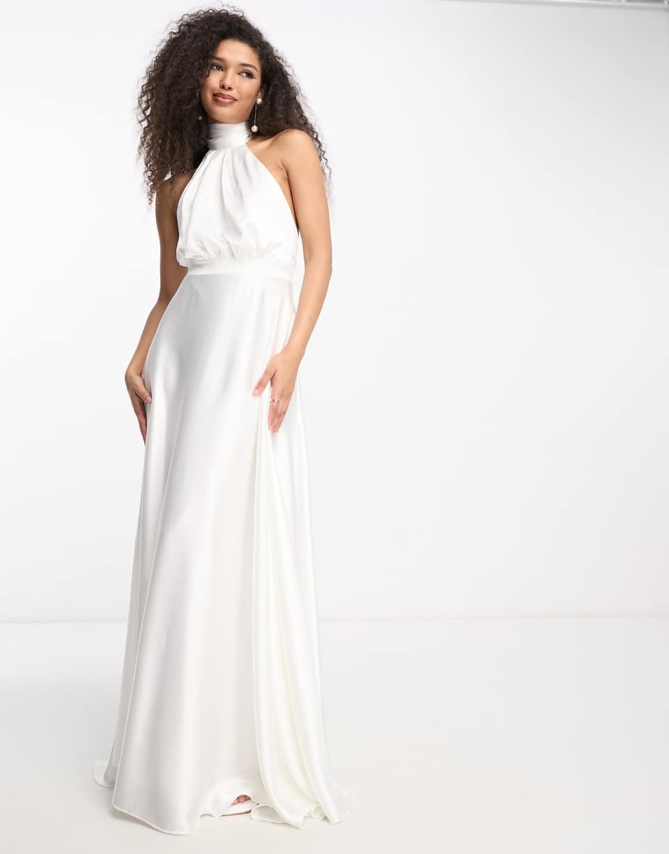 Ivory high-neck maxi dress