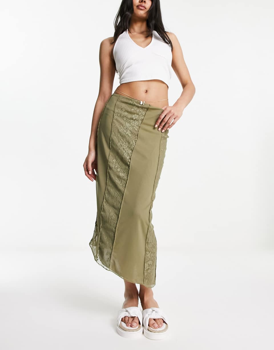 Khaki Midi Skirt
