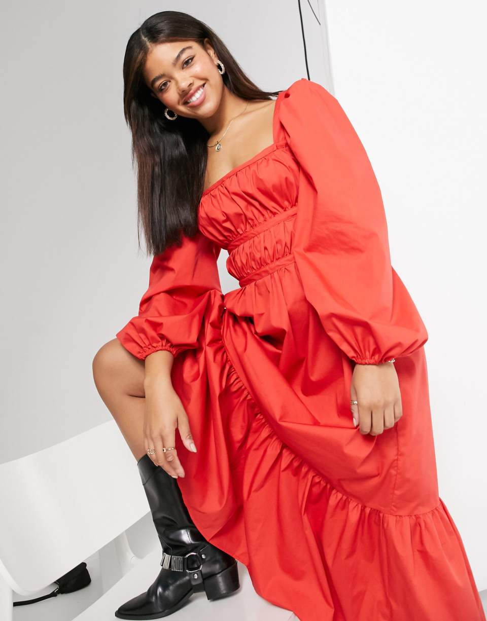 Gathered bust maxi dress