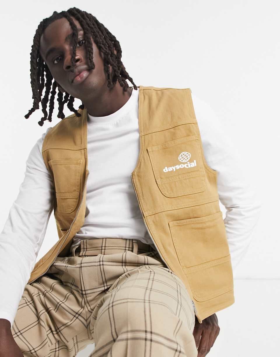 Beige denim vest