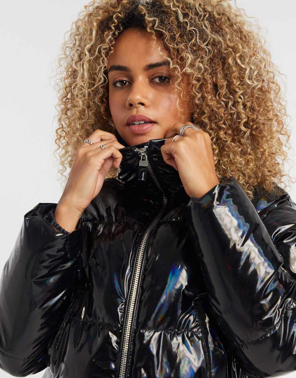 Black vinyl padded jacket