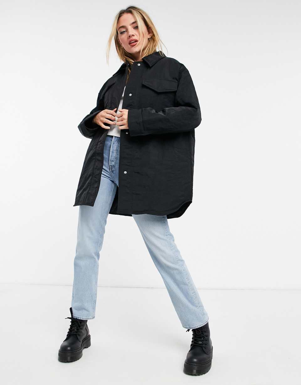 Padded Nylon Shirt Jacket