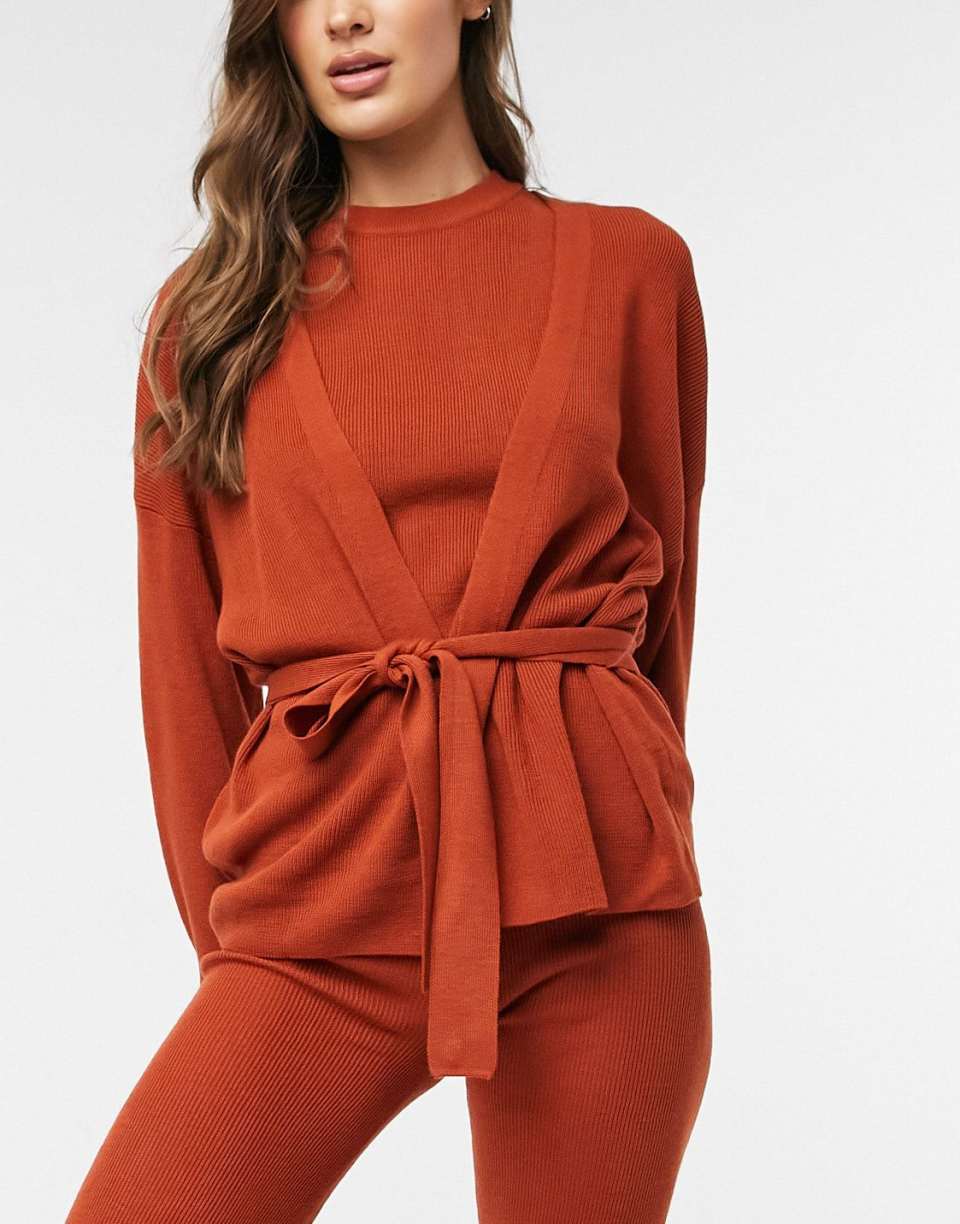 Knitted rib cardigan