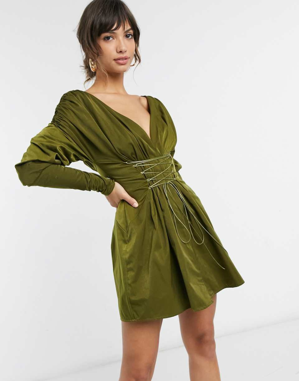 Off shoulder ruched mini dress