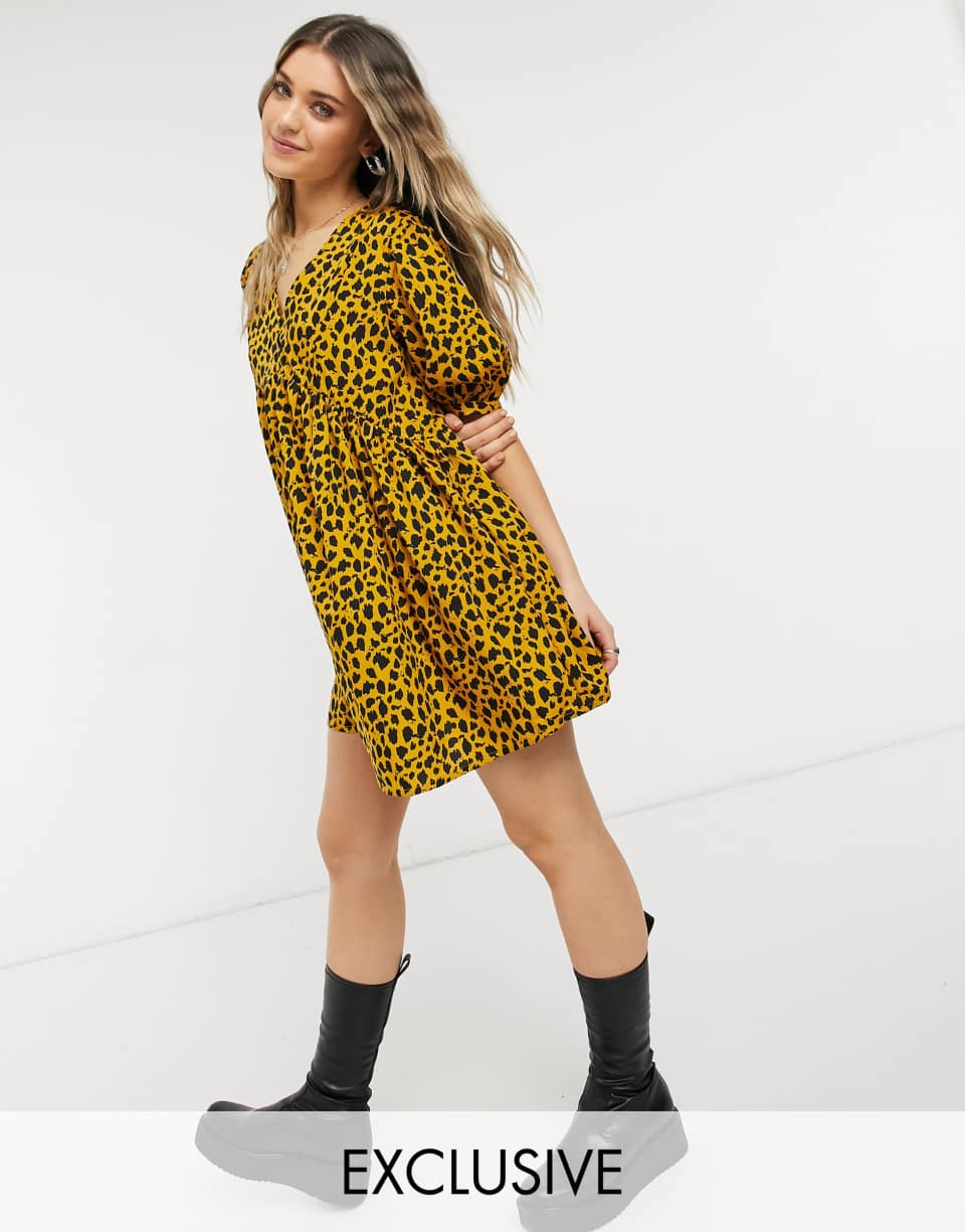 Animal print mini smock
