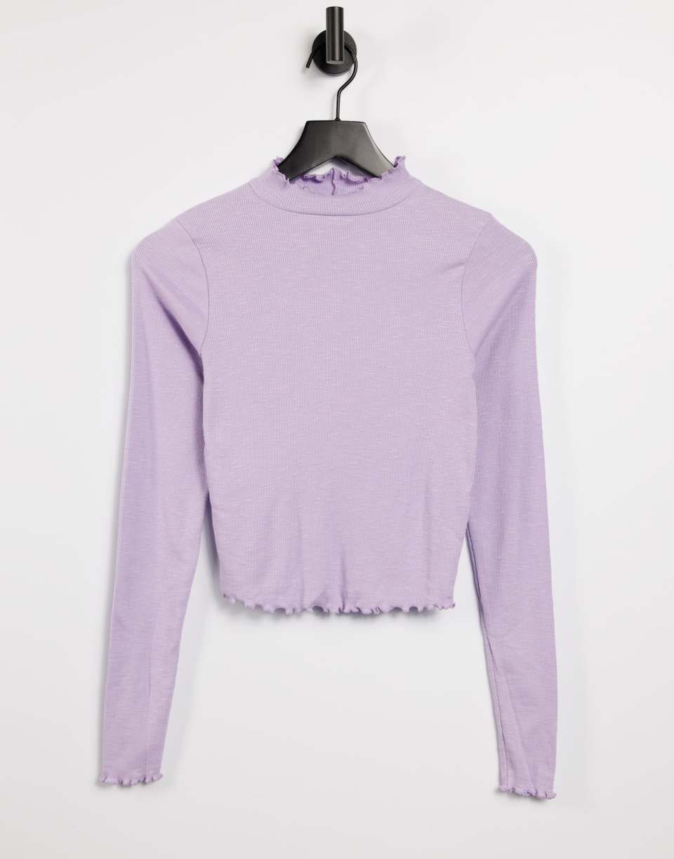 Lilac turtle neck crop top