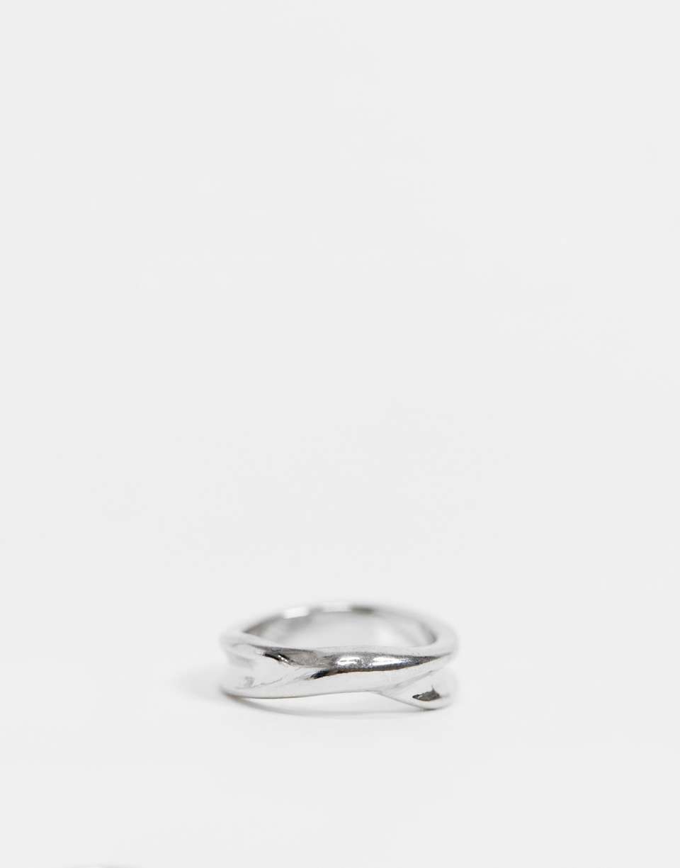 Abstract design silver ring