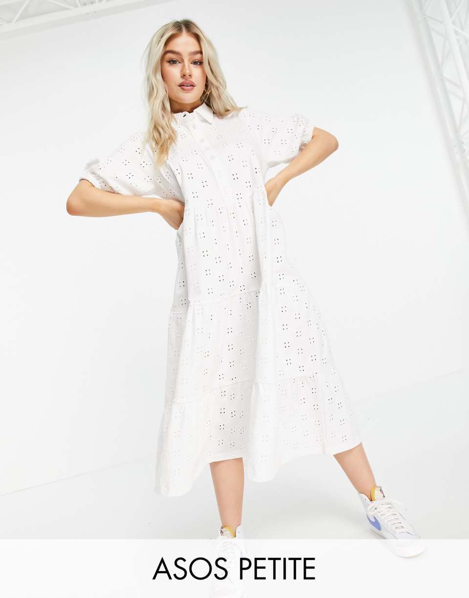White broderie midi dress