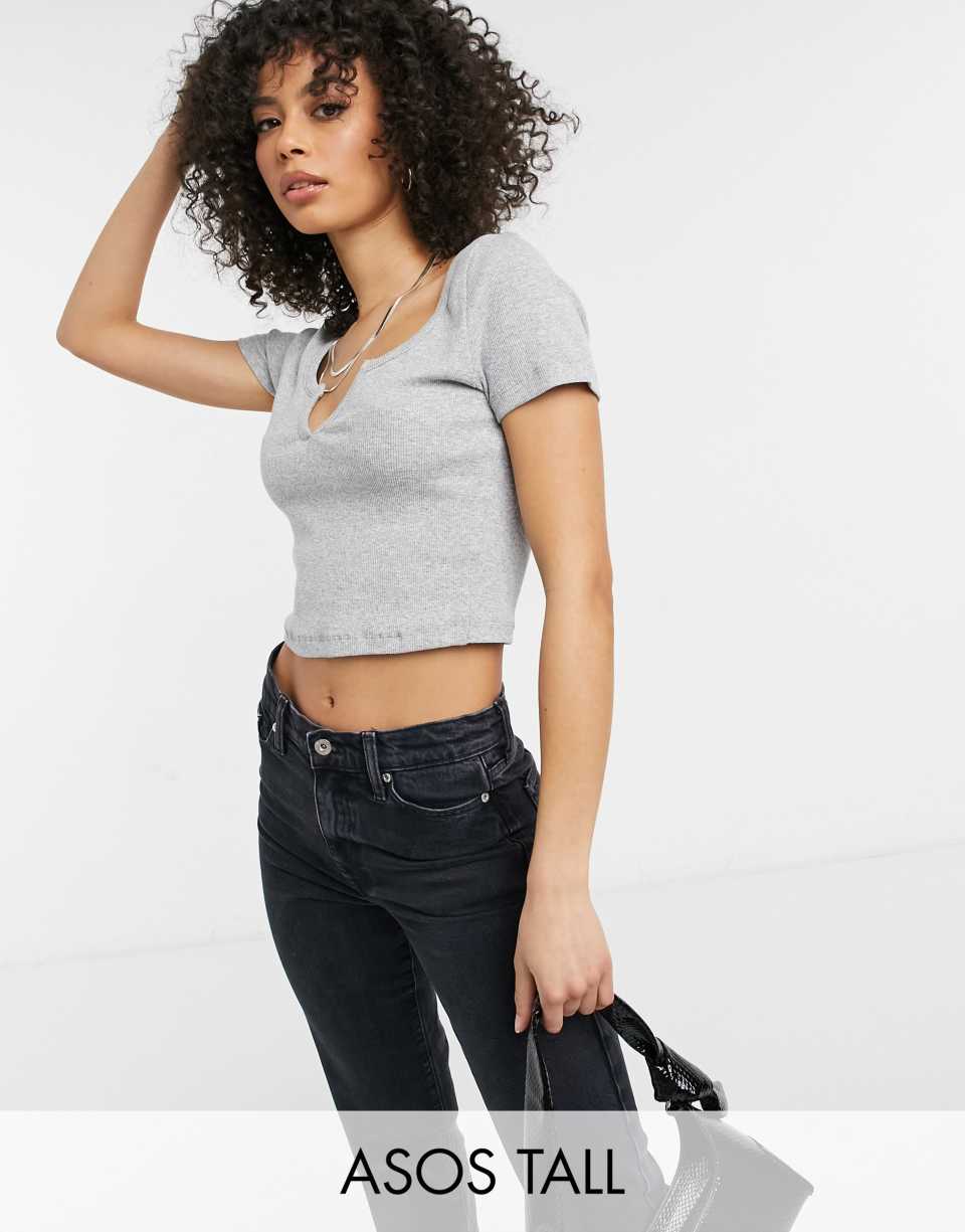 Grey Fitted Crop Top