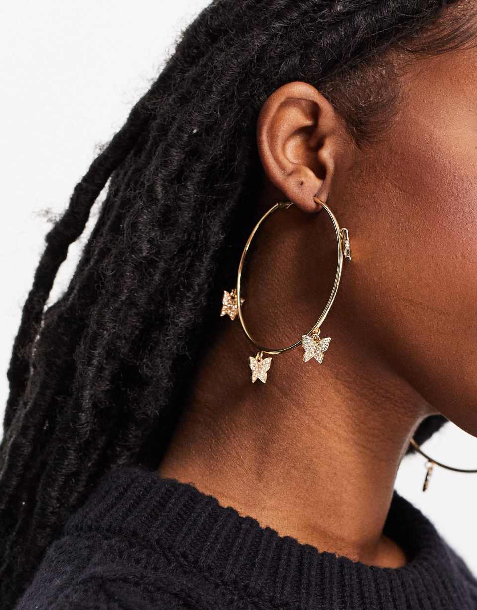 Hoop earrings butterfly