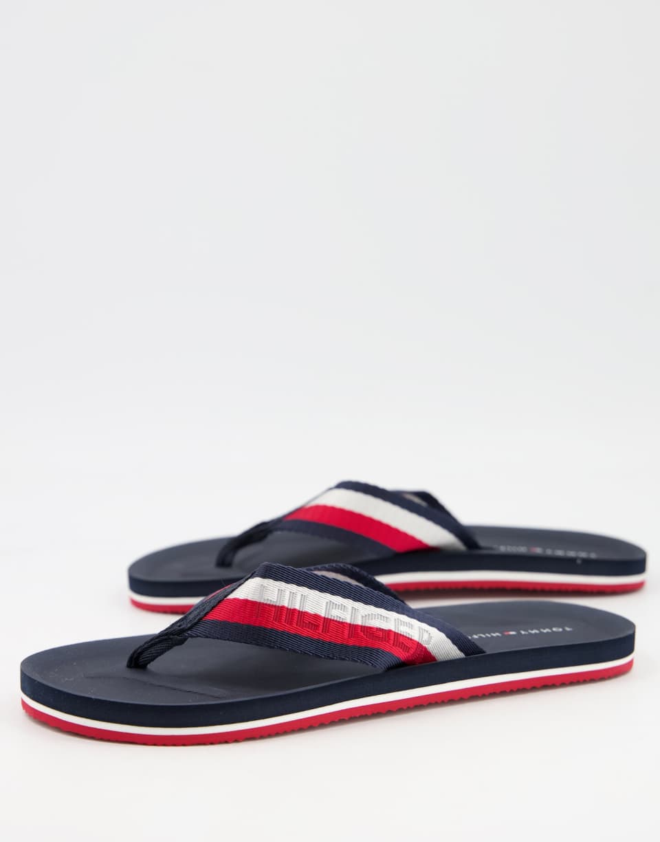 Striped slide sandals