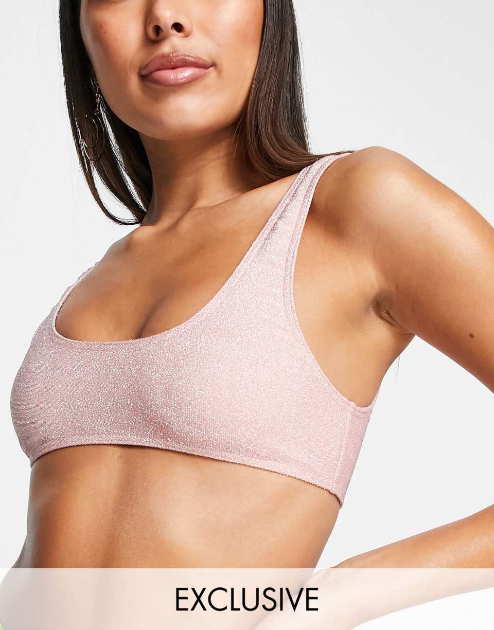 Bikini crop top metallic