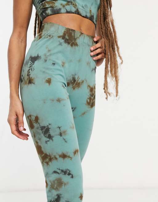 In esclusiva Noisy May - Leggings verde e nero tie-dye in coordinato, 3 di 4