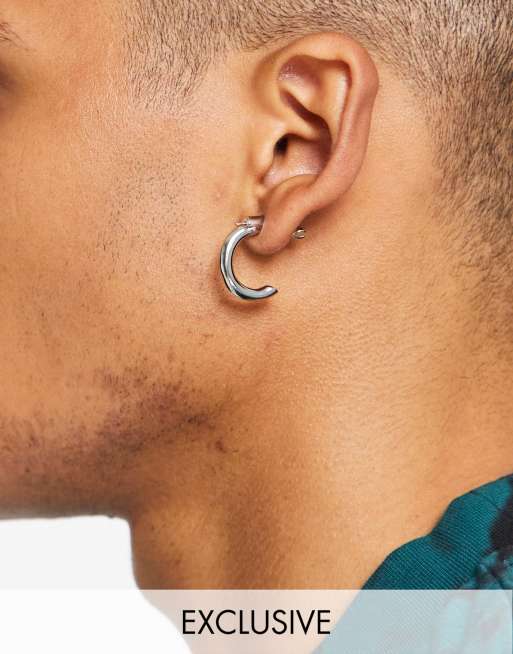 In esclusiva per ASOS - DesignB London - Orecchini a cerchio spessi color argento