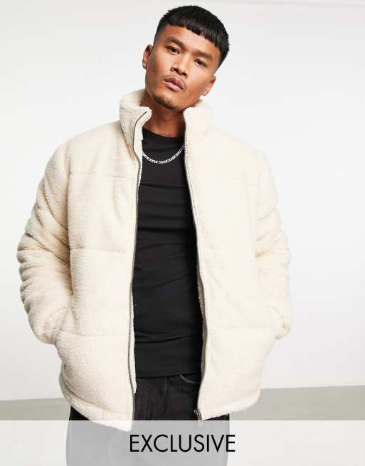 In esclusiva per ASOS - Jack & Jones Originals - Piumino color avena in pile borg