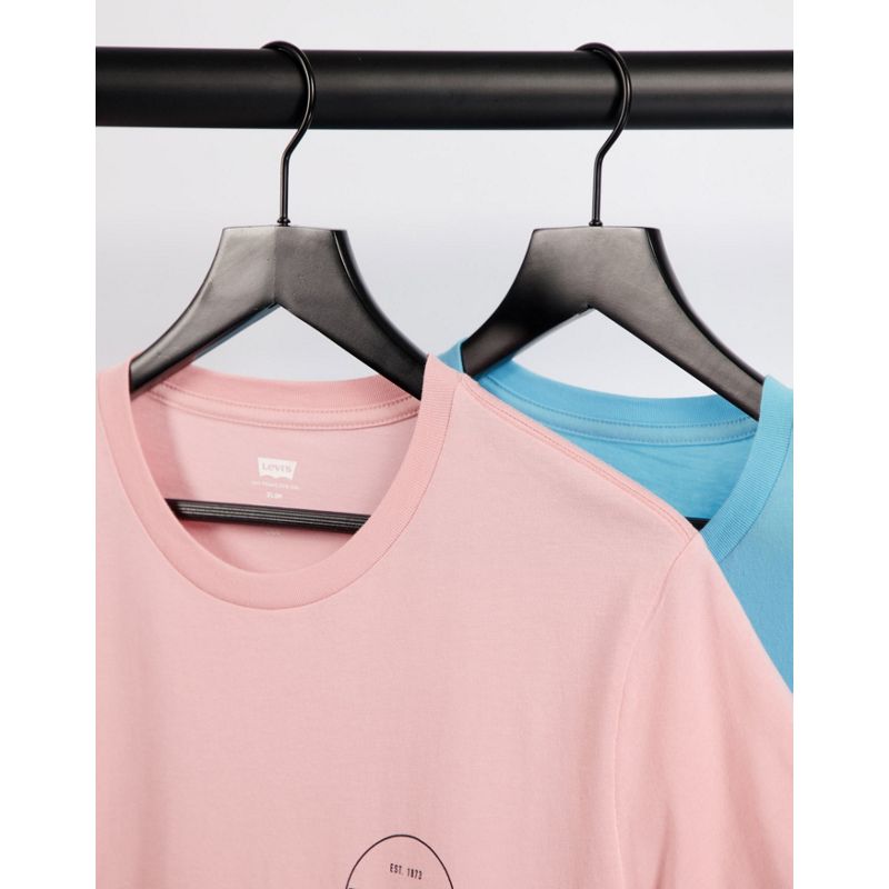  Uomo In esclusiva per - Levi's - Confezione da 2 T-shirt rosa e azzurra con logo Modern Vintage a cerchio