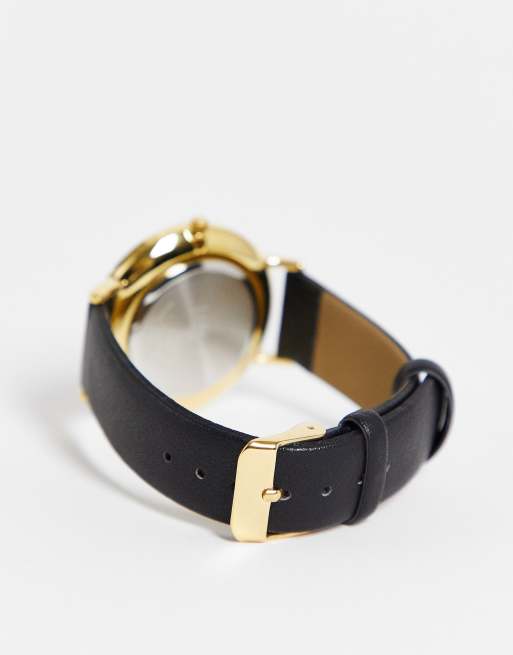 In esclusiva per ASOS - Limit - Orologio rotondo unisex nero in pelle sintetica, 4 di 4
