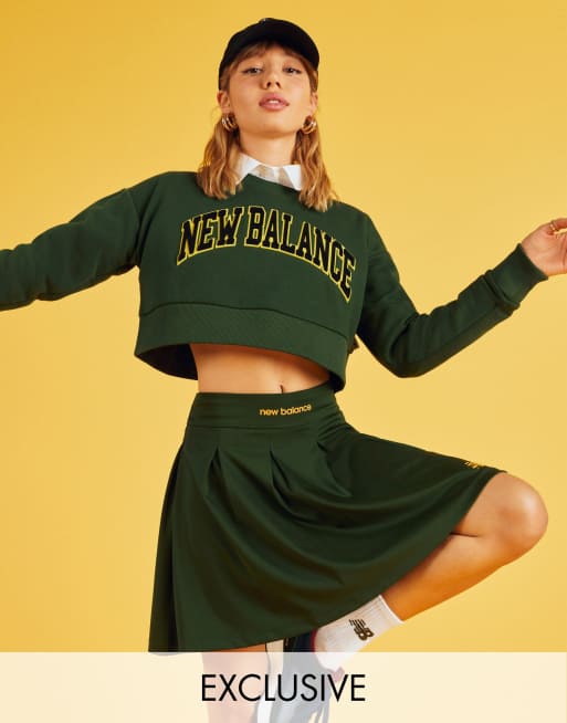 In esclusiva per ASOS - New Balance - Felpa stile college verde