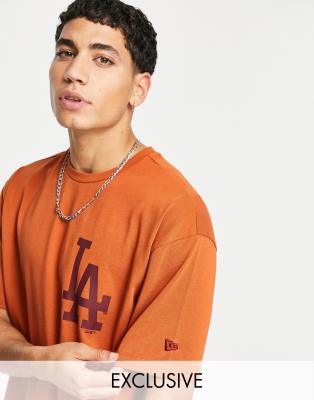 New Era heritage LA Dodgers oversize t-shirt in orange - exclusive to ASOS  - ASOS Price Checker