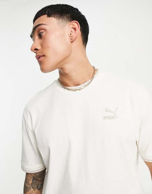 In esclusiva per ASOS - PUMA - T-shirt bianco sporco con bordi a contrasto