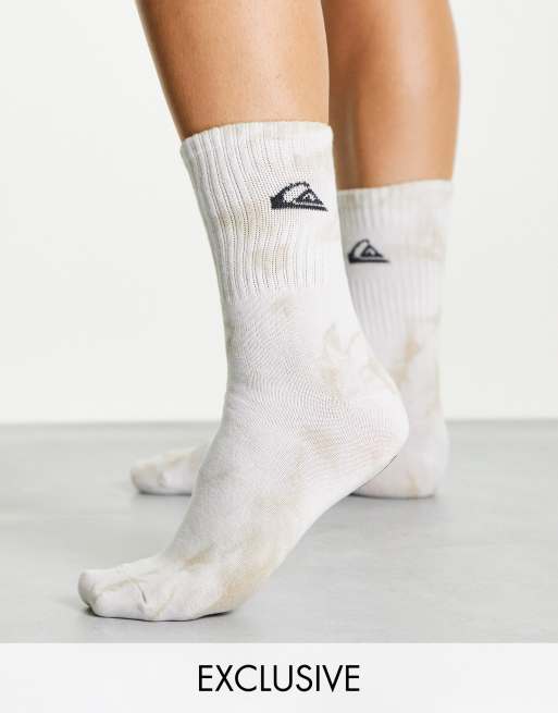 In esclusiva per ASOS - Quiksilver - Calzini color bianco e beige tie-dye