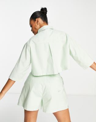 Reebok - Camicia corta sartoriale verde menta - Reebok Camicia donna  - immagine2