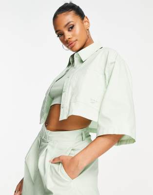 Reebok - Camicia corta sartoriale verde menta - Reebok Camicia donna  - immagine3