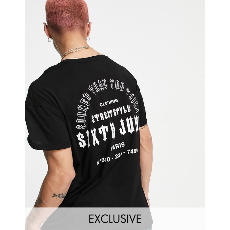 WEQXT T-shirt e Canotte In esclusiva per - Sixth June - T-shirt oversize con stampa sul retro, colore nero